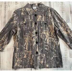 Chico's Foil Animal Jaenna Linen Blend Jacket NWT